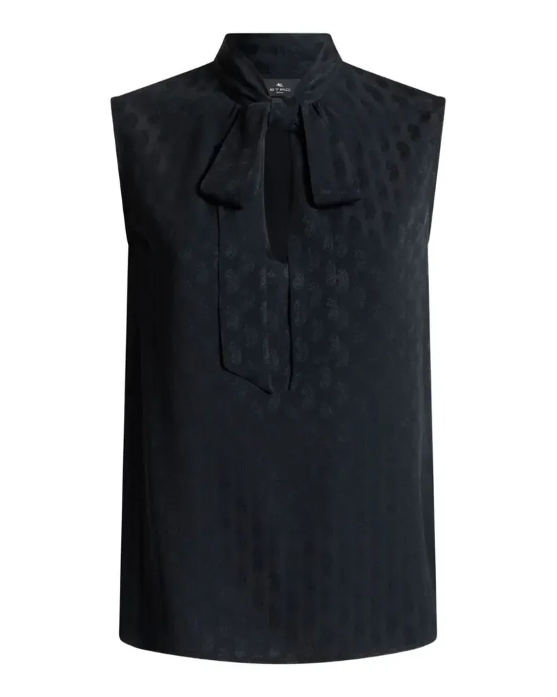 Etro Jacquard-Top aus Seidengemisch mit Seidenschal und Paisley-Motiv - Schwarz Schwarz