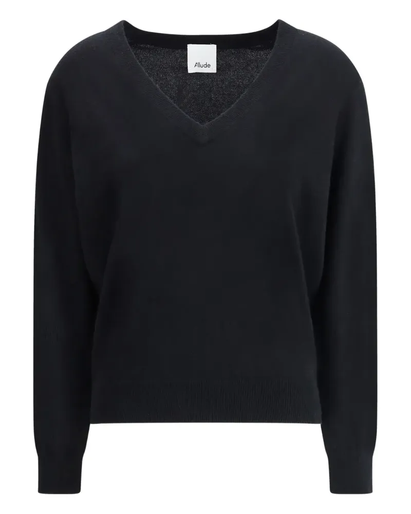 ALLUDE Kaschmirpullover mit V-Ausschnitt - Schwarz Schwarz