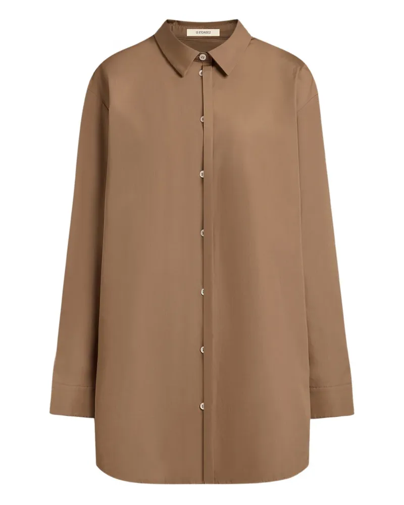 12 STOREEZ Geknöpftes Hemd - Braun Braun