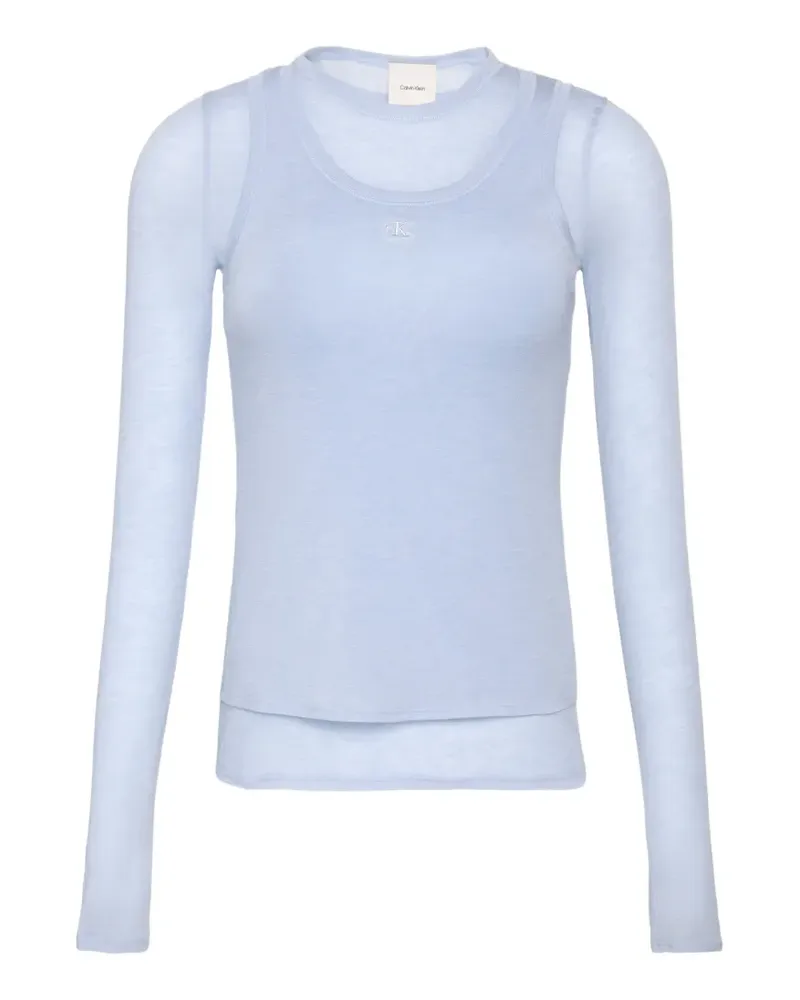 Calvin Klein long-sleeve double-layer T-shirt - Blau Blau