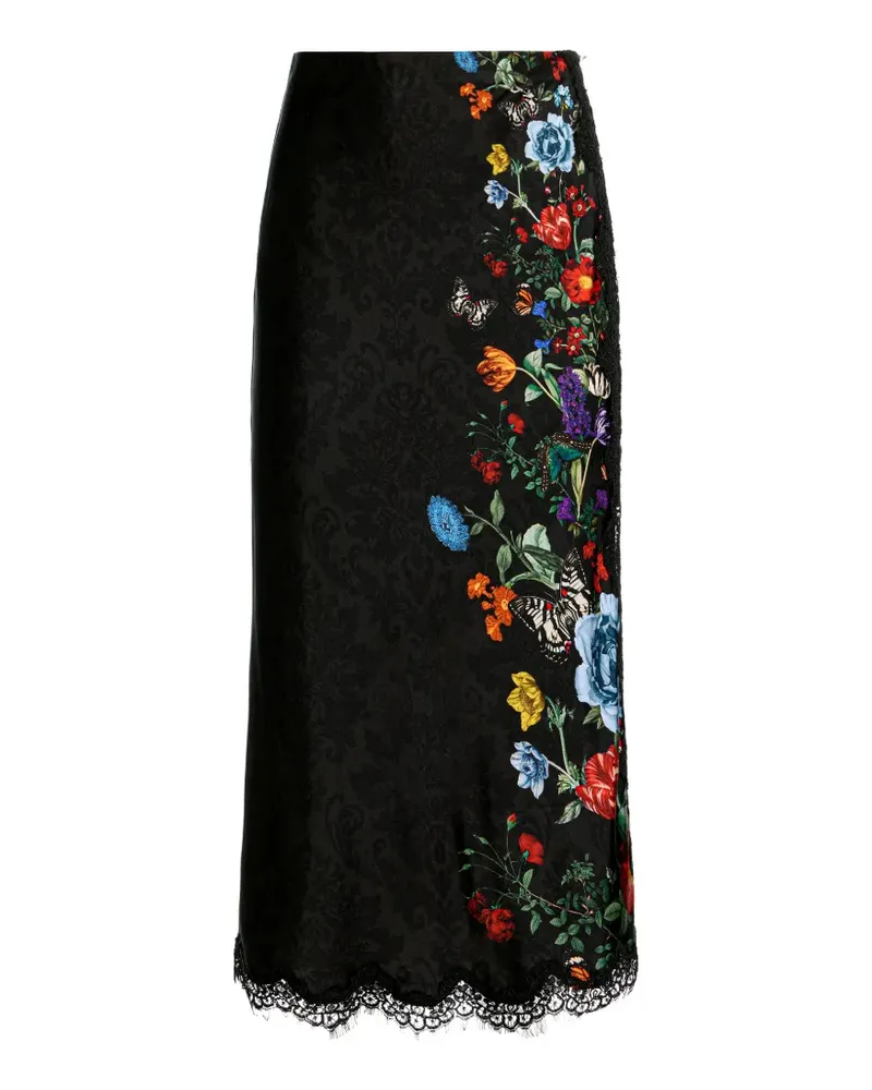 Alice + Olivia Maeve Midirock mit Spitzenbesatz - Schwarz Schwarz