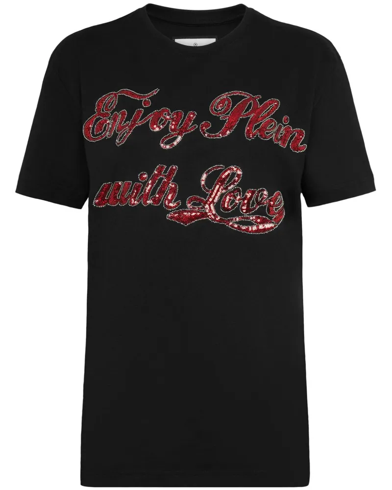 Philipp Plein T-Shirt mit Slogan-Print - Schwarz Schwarz