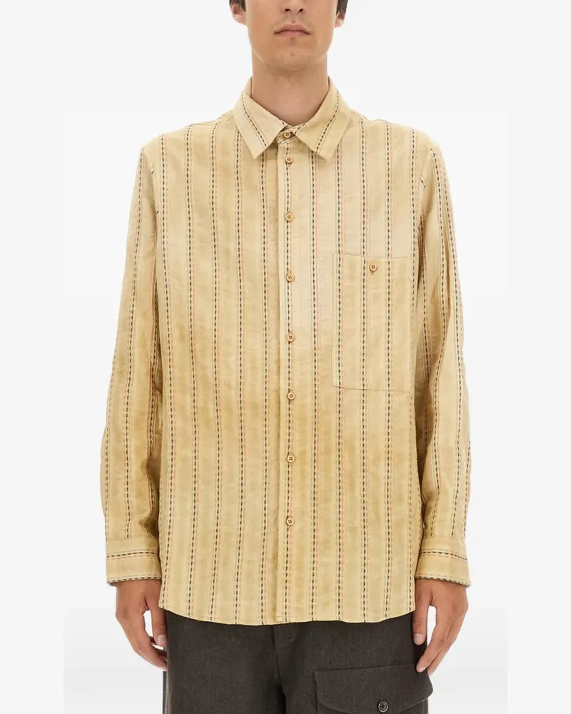 Uma Wang long-sleeve tab shirt - Nude Nude