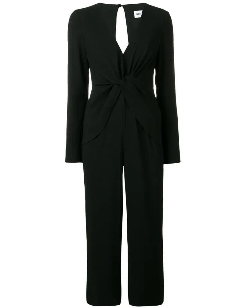 Self-Portrait Jumpsuit mit Knotendetail - Schwarz Schwarz