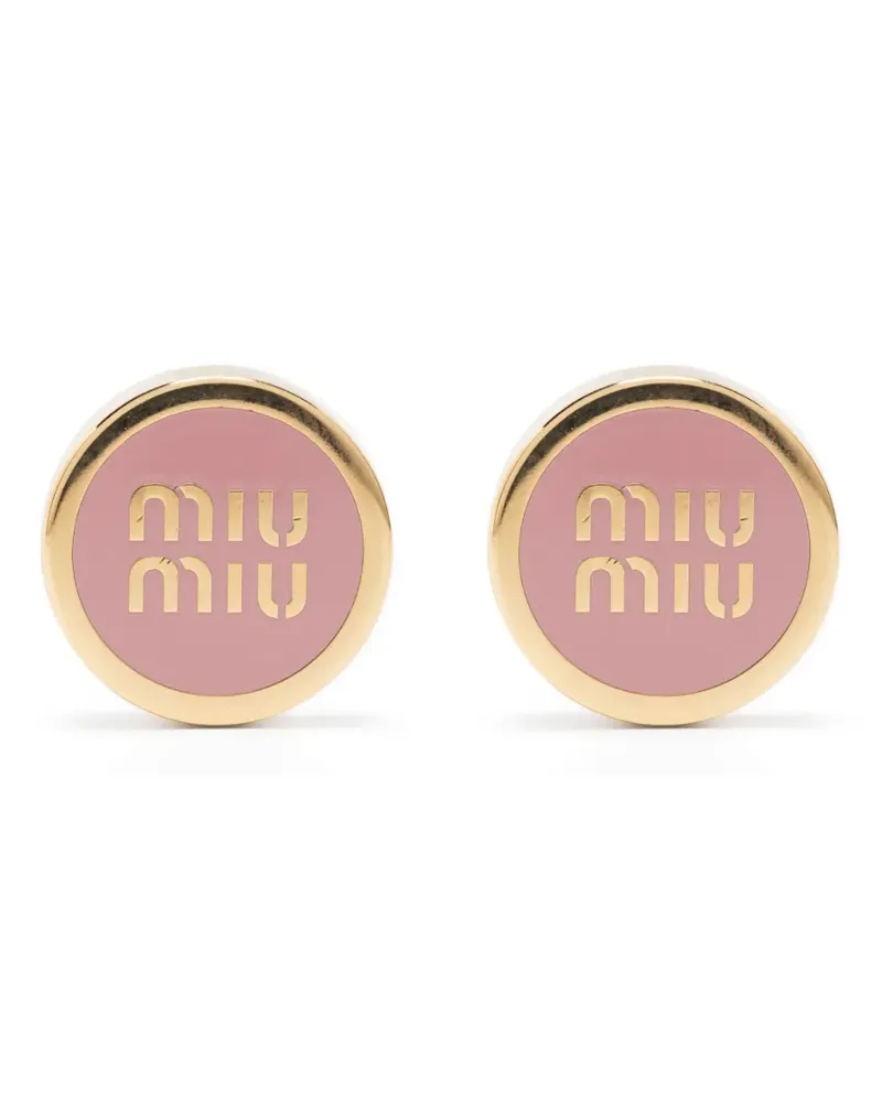 Miu Miu Ohrstecker mit Logo-Prägung - Gold Gold