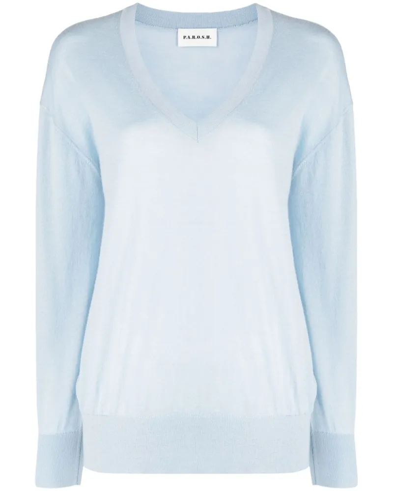 P.A.R.O.S.H. P.A.R.O H. Fein gestrickter Pullover - Blau Blau
