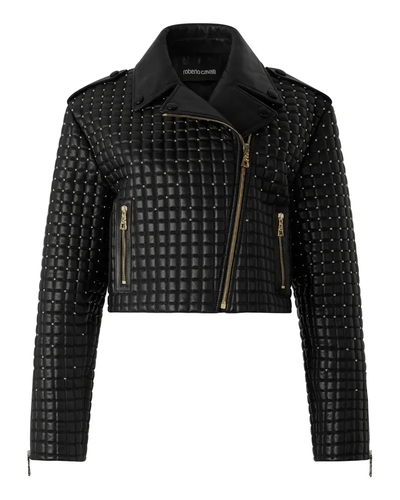 Roberto Cavalli Lederjacke mit Nieten - Schwarz Schwarz