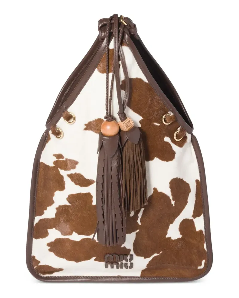 Miu Miu Tote Bag mit Animal-Print - Weiß Weiß