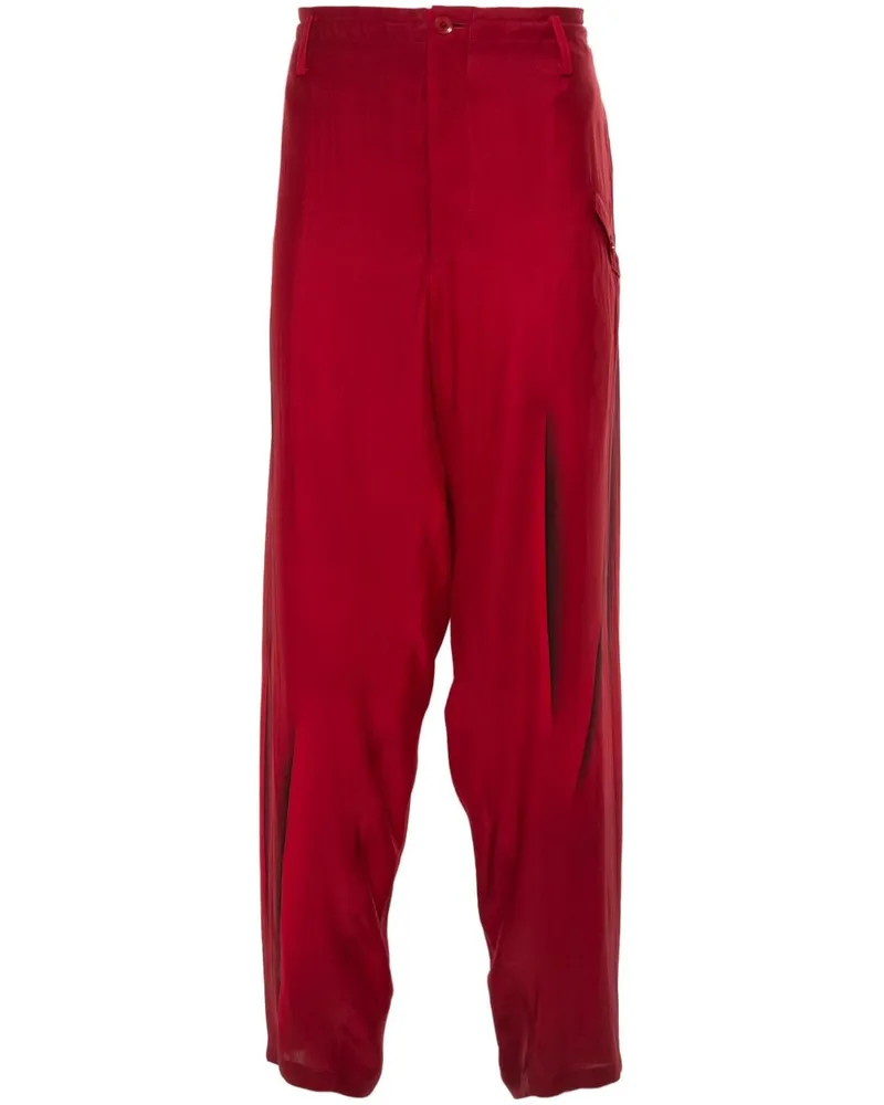 Yohji Yamamoto Hose aus Seide mit abstraktem Print - Rot Rot
