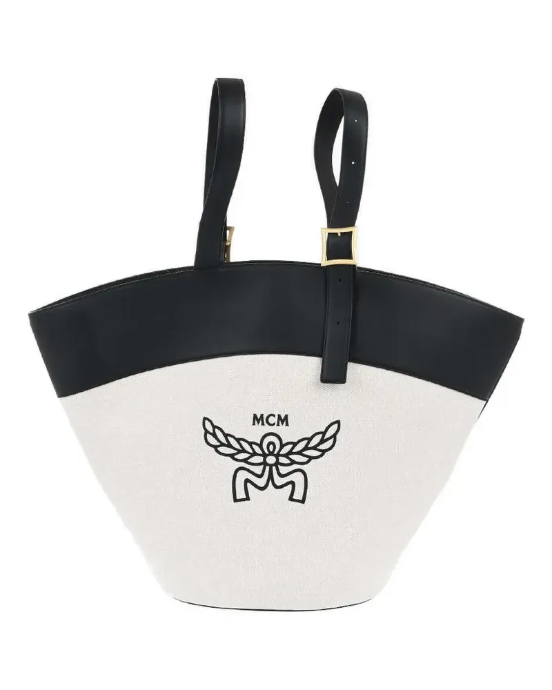 MCM Himmel logo-print buckle-detail tote bag - Nude Nude