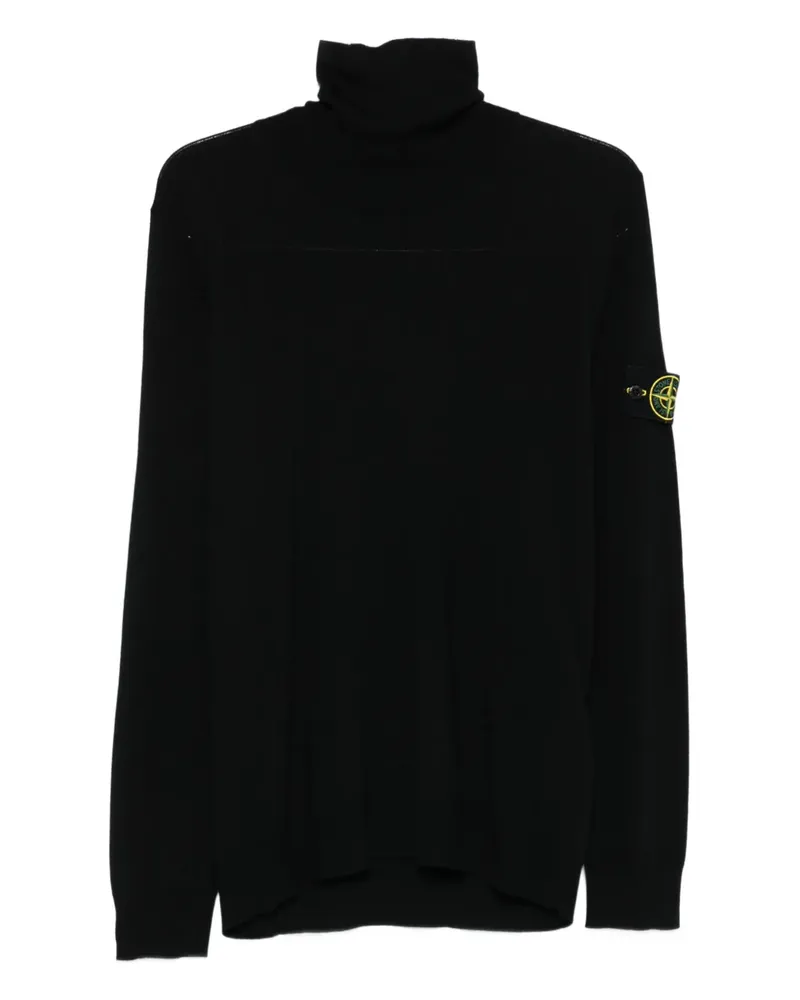 Stone Island Pullover mit Kompass-Patch - Schwarz Schwarz