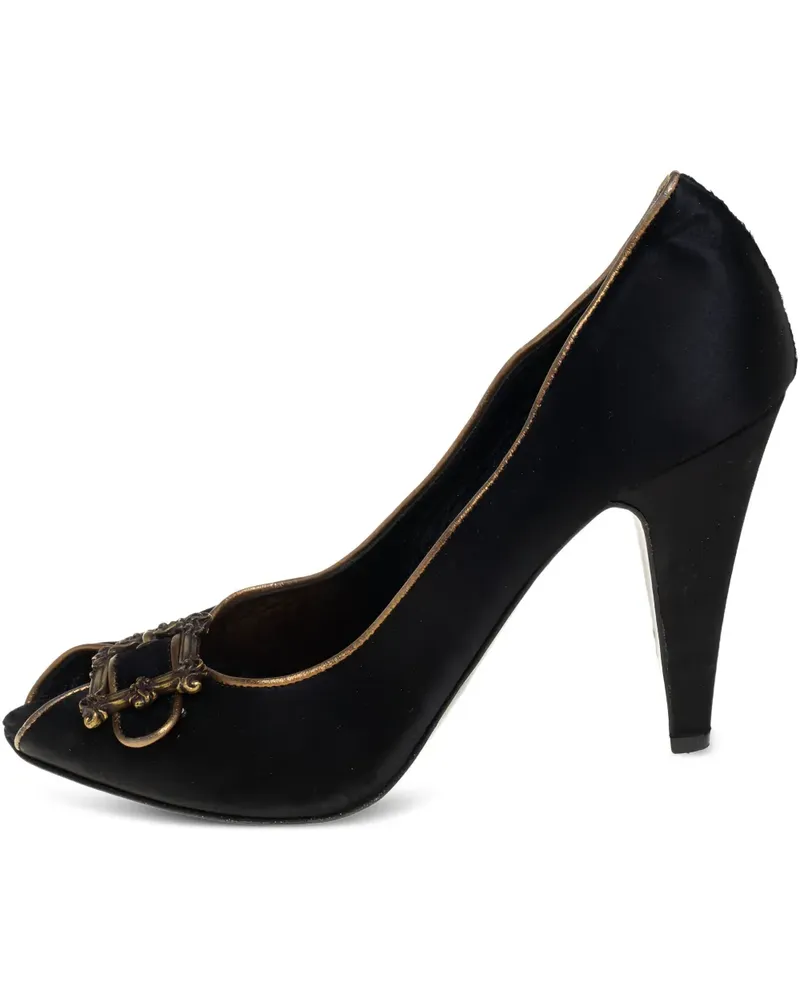 Le Silla Peeptoe-Pumps mit Schnallendetail 95mm - Schwarz Schwarz