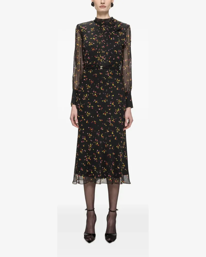 NISSA Florales Midikleid - Schwarz Schwarz