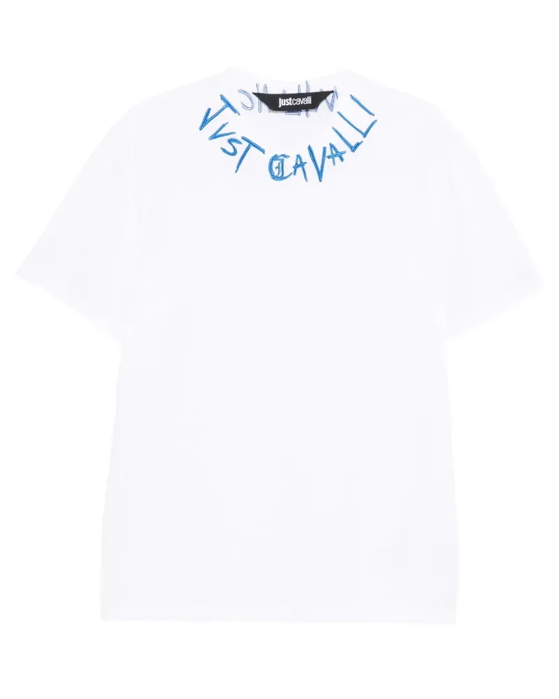 Just Cavalli T-Shirt mit Ausschnitt-Stickerei - Weiß Weiß