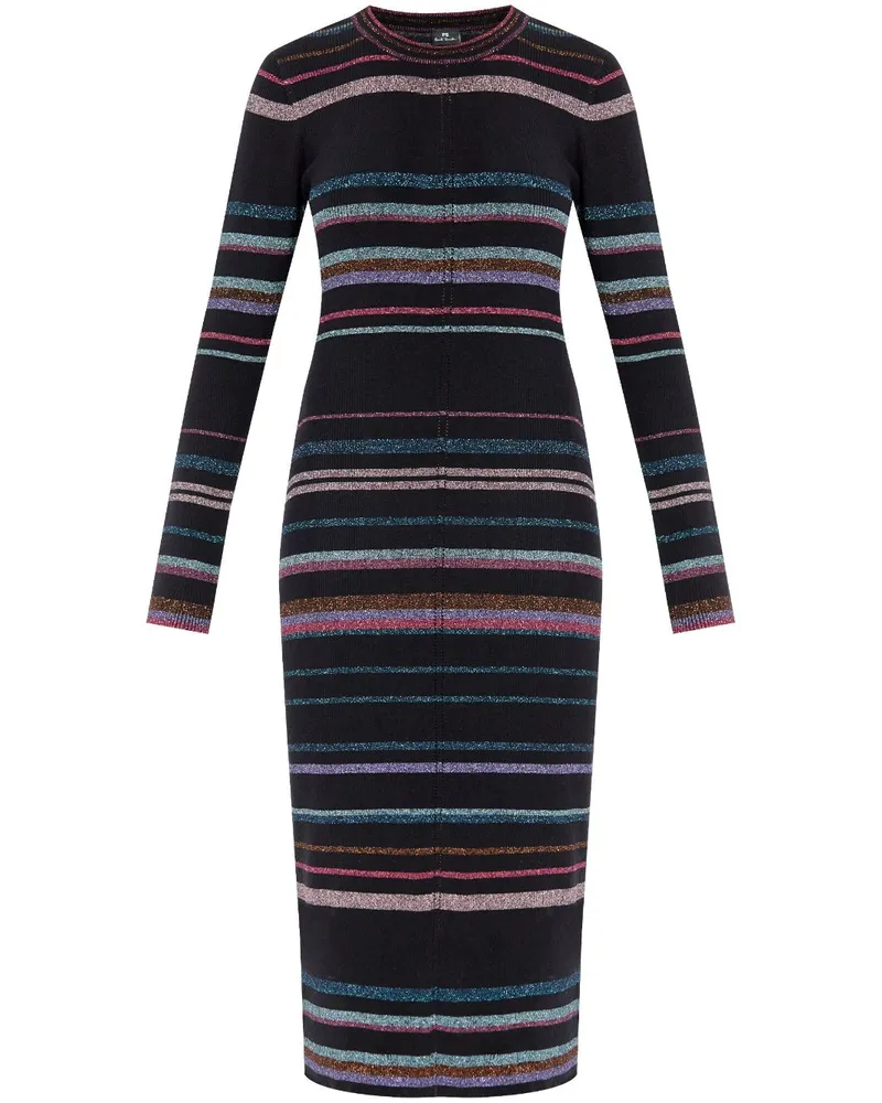 Paul Smith Gestreiftes Midikleid - Schwarz Schwarz