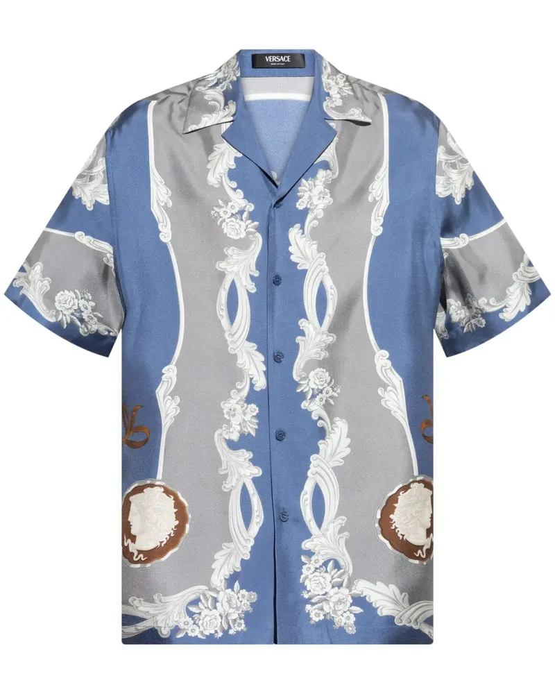 Versace Cameo Seidenhemd - Blau Blau