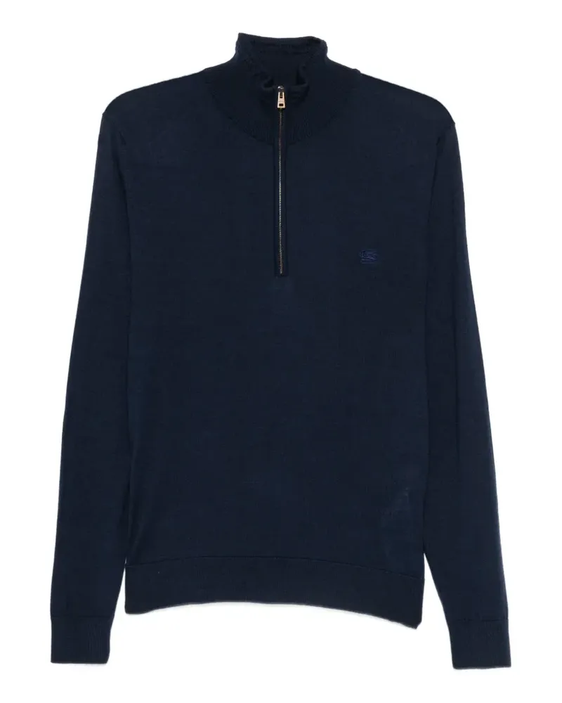Etro Bestickter Pullover mit Viertelreißverschluss - Blau Blau