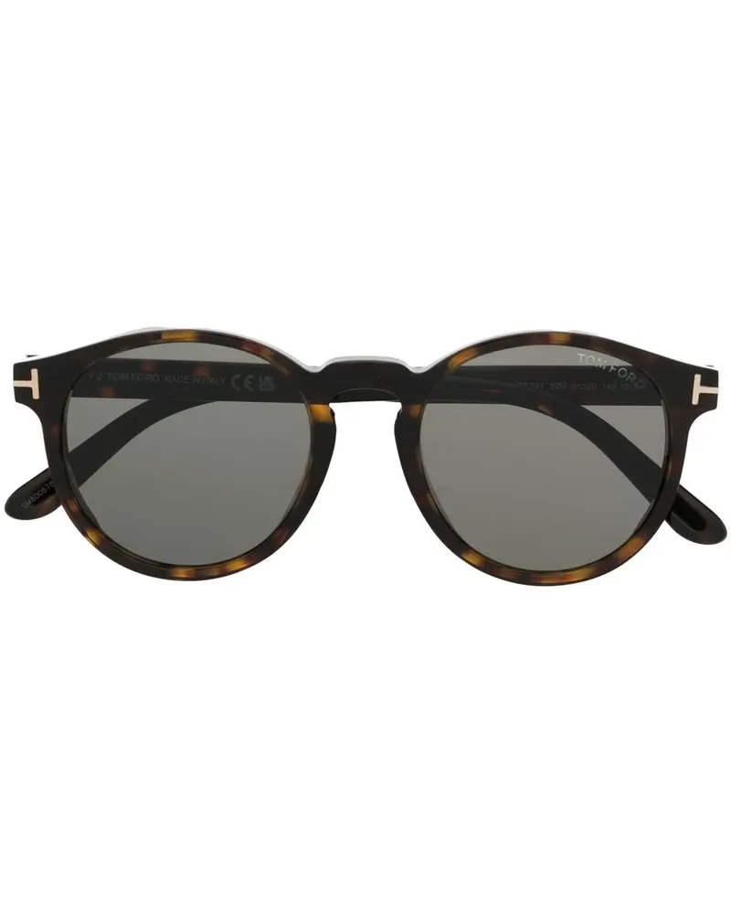 Tom Ford Runde Sonnenbrille in Schildpattoptik - Braun Braun
