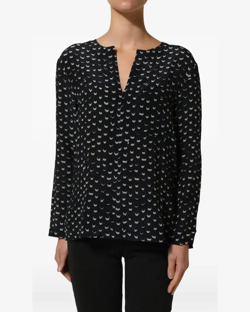 Bruno Manetti silk V-neck blouse - Schwarz Schwarz