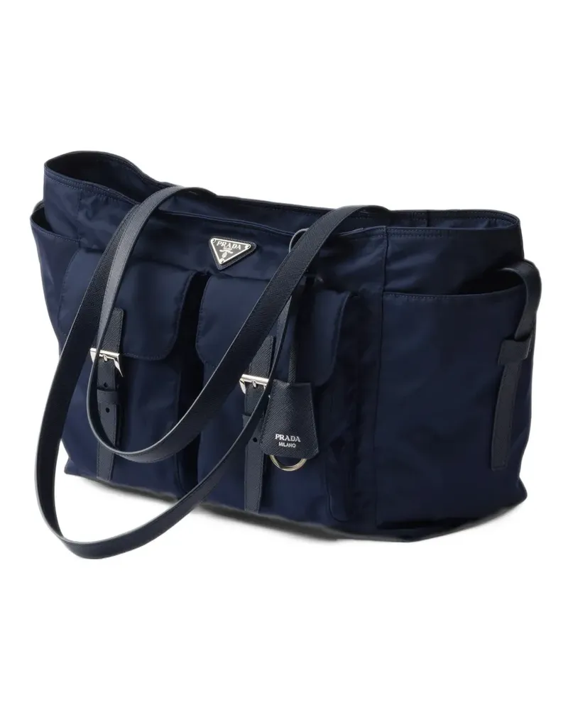 Prada Große Re-Nylon Shopping Bag - Blau Blau