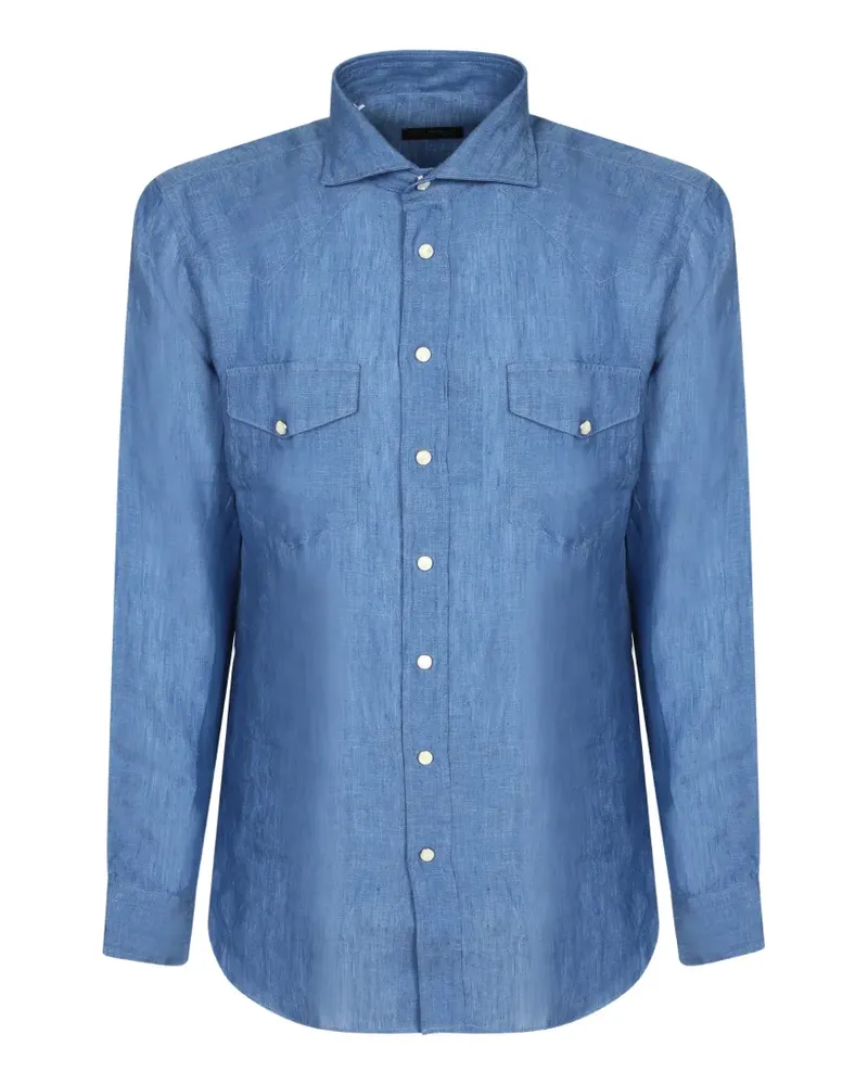 Dell'oglio Klassisches Westernhemd - Blau Blau