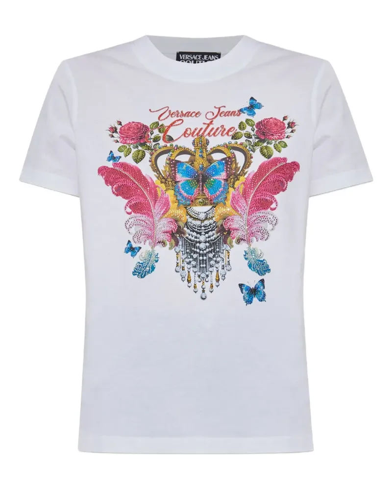 Versace Jeans T-Shirt mit Butterfly Crown-Print - Weiß Weiß