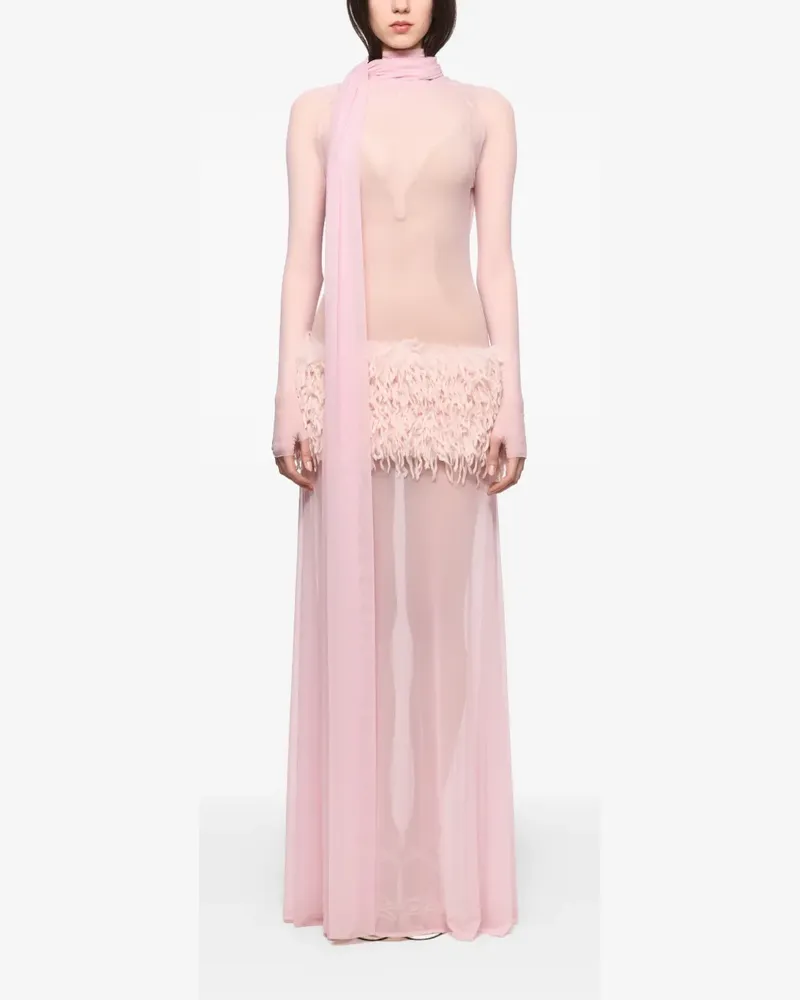 ATU Body Couture Maxikleid mit Federn - Rosa Rosa