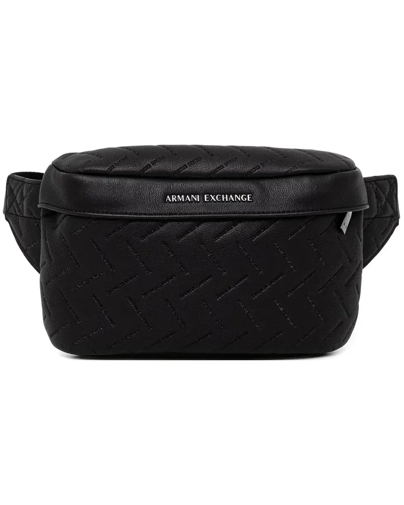 Armani Exchange logo-embossed quilted belt bag - Schwarz Schwarz