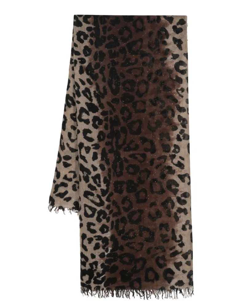 Faliero Sarti Schal mit Leoparden-Print Braun