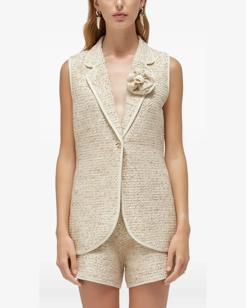 Blumarine Chaleco bouclé floral-appliqué jacket - Nude Nude