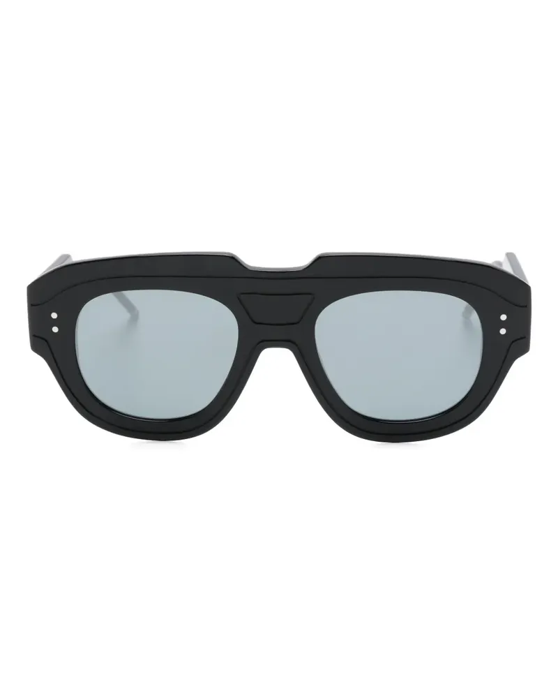 Thom Browne Sonnenbrille mit rundem Gestell - Schwarz Schwarz