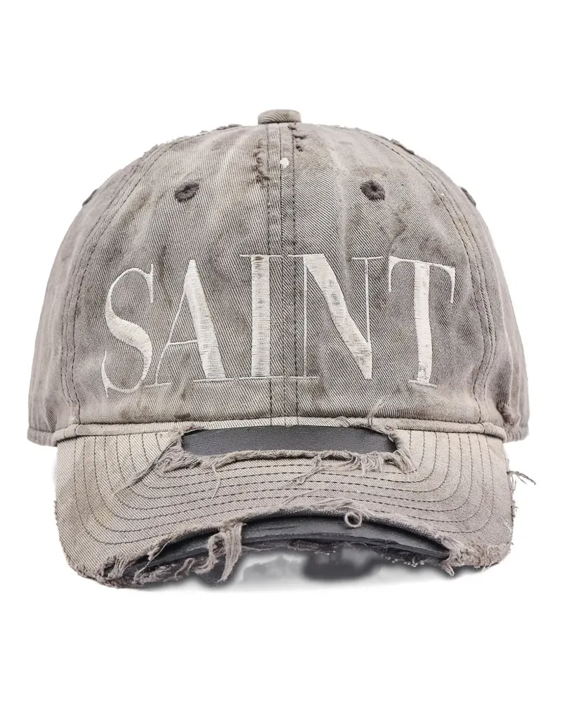 SAINT MXXXXXX distressed embroidered cap - Grau Grau