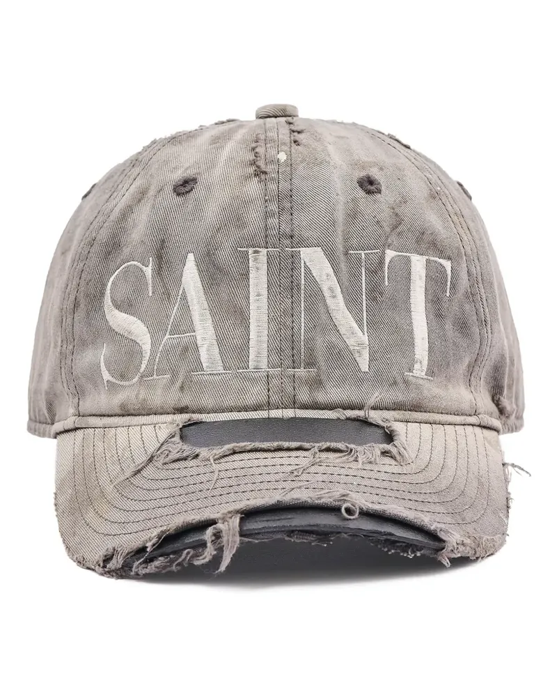 SAINT MXXXXXX distressed embroidered cap - Grau Grau