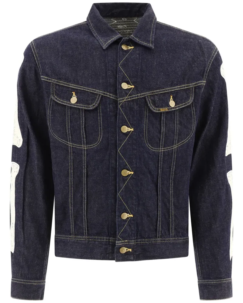KAPITAL Skeleton Jeansjacke mit gehäkeltem Detail - Blau Blau