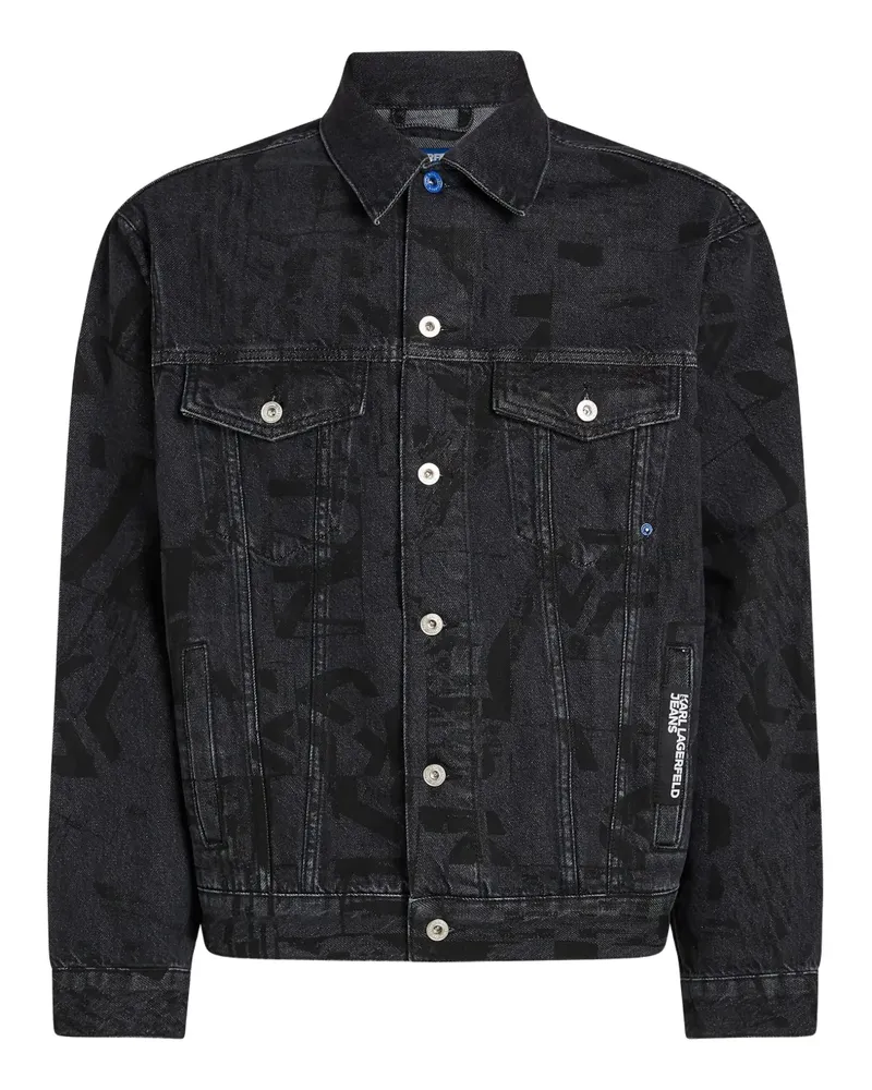 Karl Lagerfeld Jeansjacke mit Logo-Print - Schwarz Schwarz