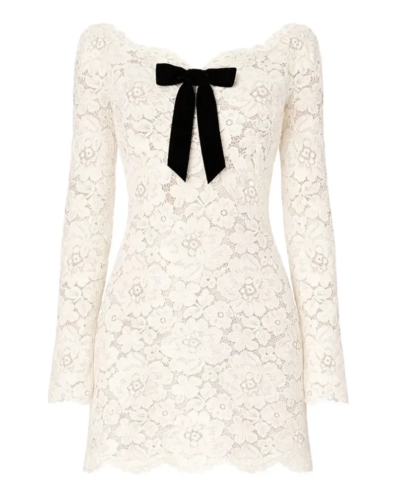 Retrofête Perdita bow lace dress - Weiß Weiß