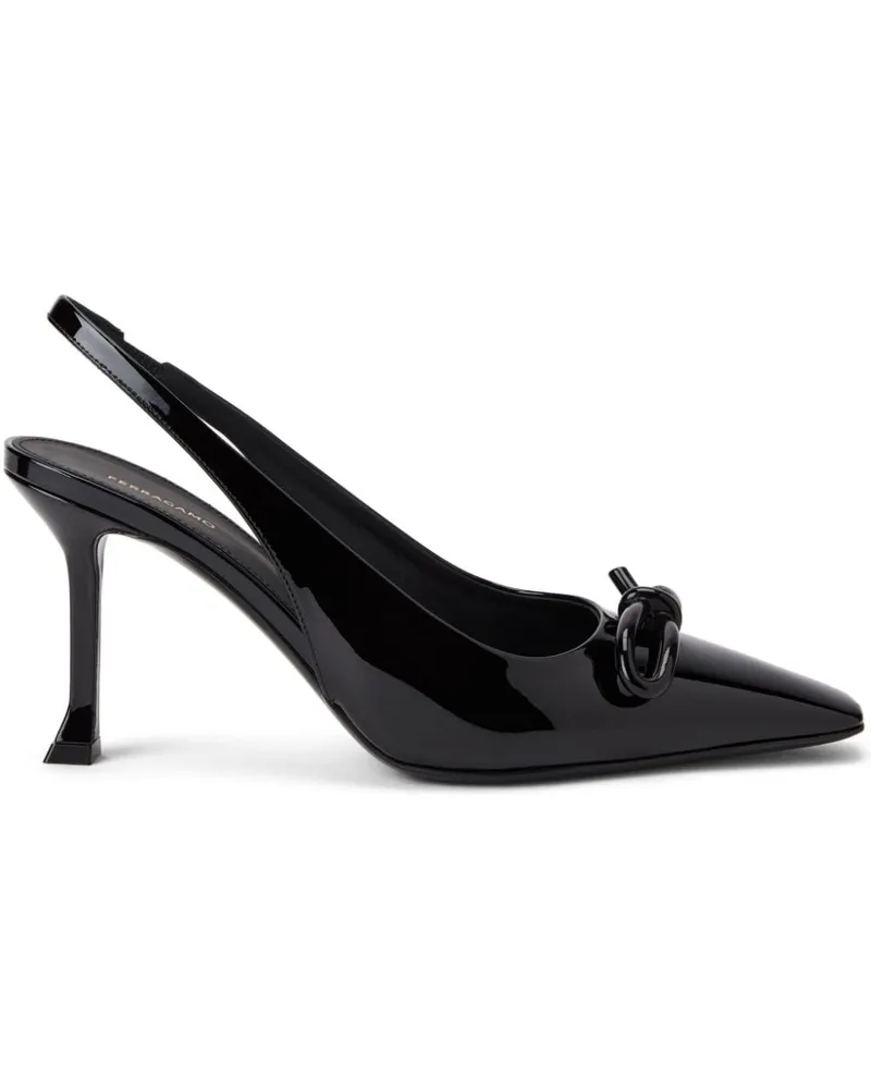 Ferragamo Slingback-Pumps mit Schleife, 80mm - Schwarz Schwarz