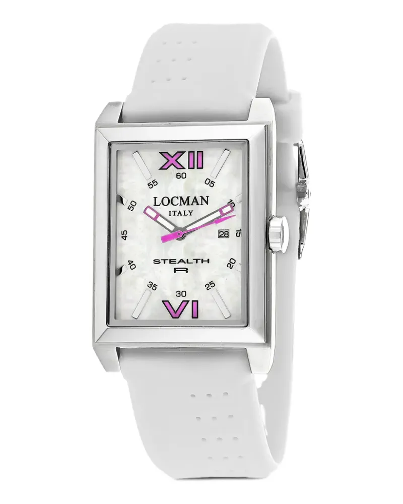 Locman Stealth R rectangle-frame 44mm watch - Weiß Weiß