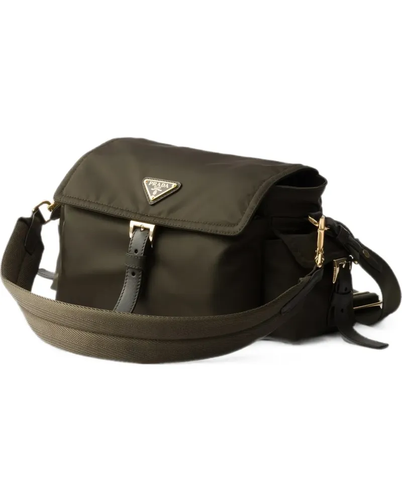 Prada Mittelgroße Explore Re-Nylon Schultertasche mit Klappe - Grün Grün