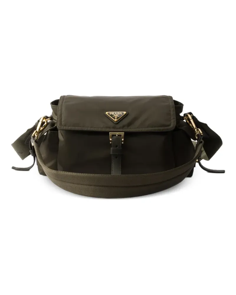 Prada Mittelgroße Explore Re-Nylon Schultertasche mit Klappe - Grün Grün