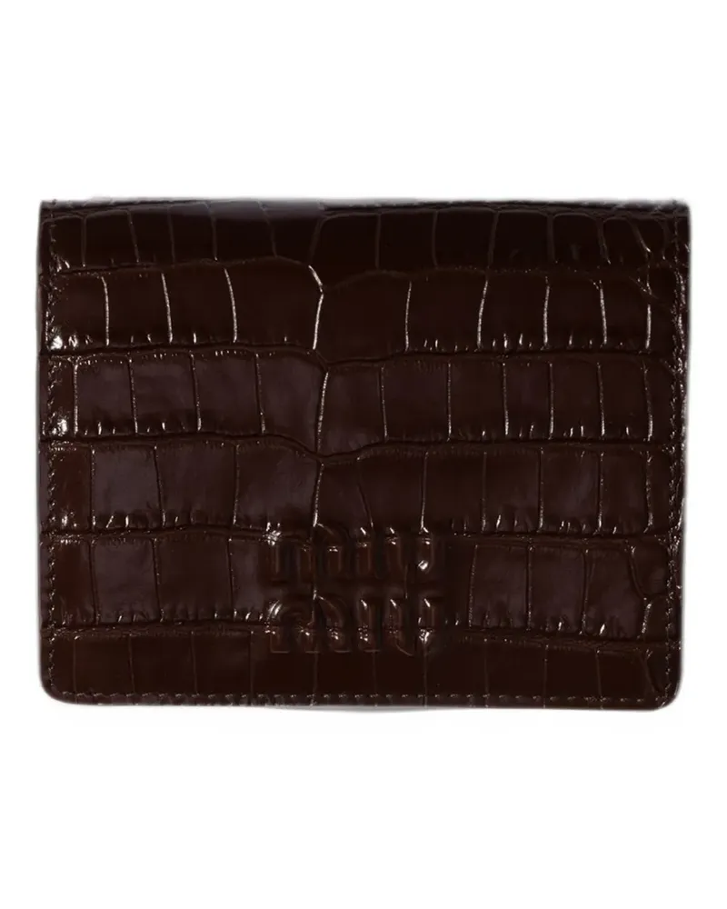 Miu Miu small crocodile embossed calfskin wallet - Braun Braun