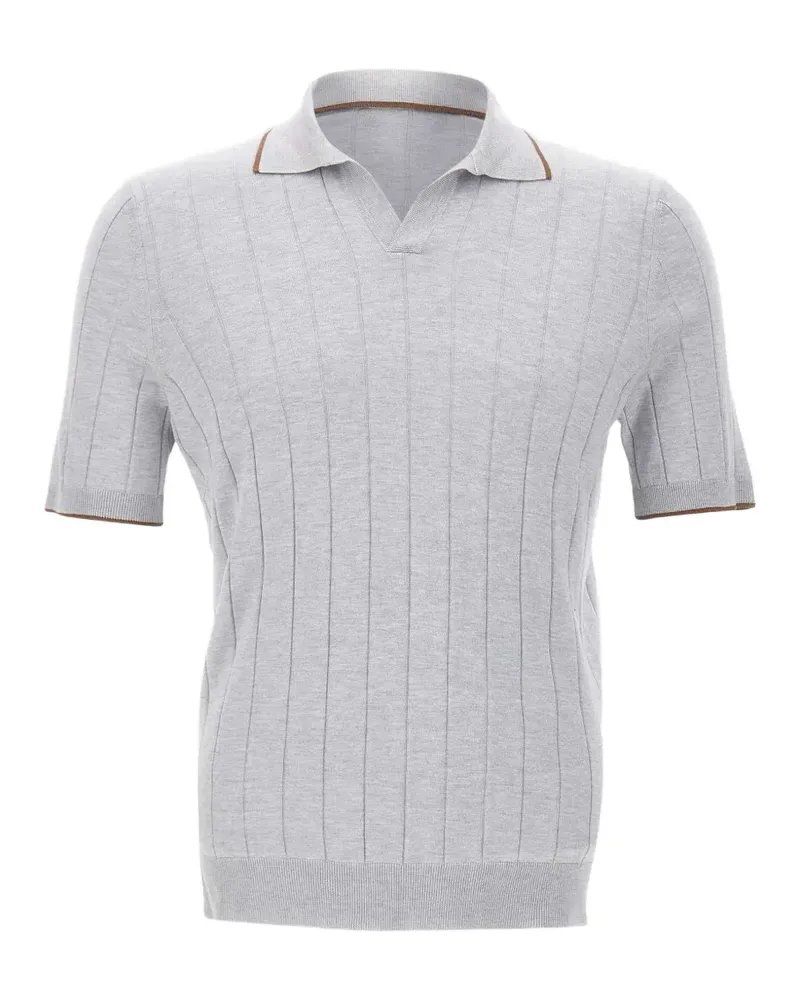 Gran Sasso Poloshirt mit geripptem Saum - Grau Grau