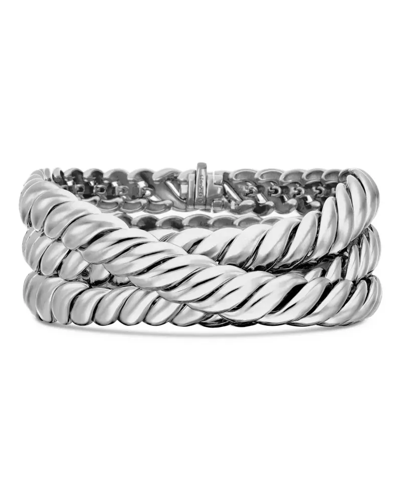 David Yurman Sculpted Cable Triple Wrap Armband aus Sterlingsilber (8,5mm Silber