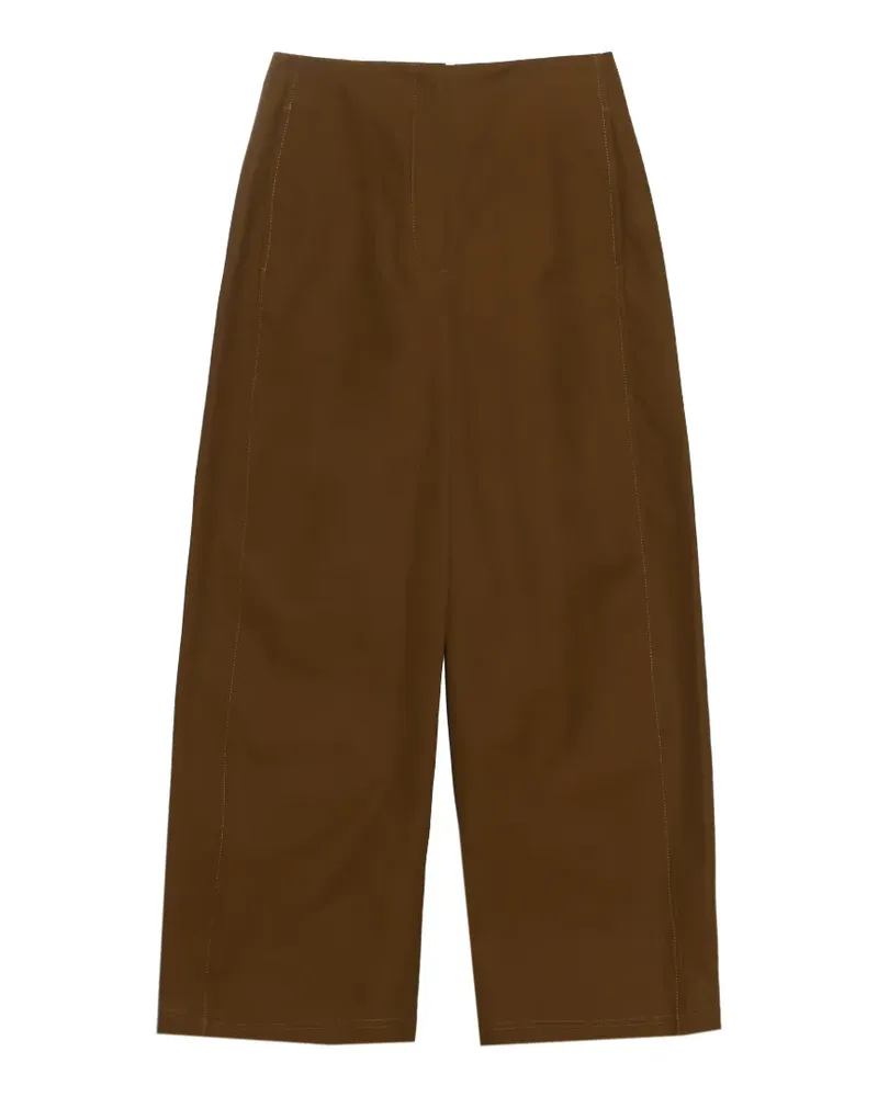 BIMBA Y LOLA Dunkelolivgrüne Hose aus Wildleder mit Barrel-Leg-Schnitt - Braun Braun