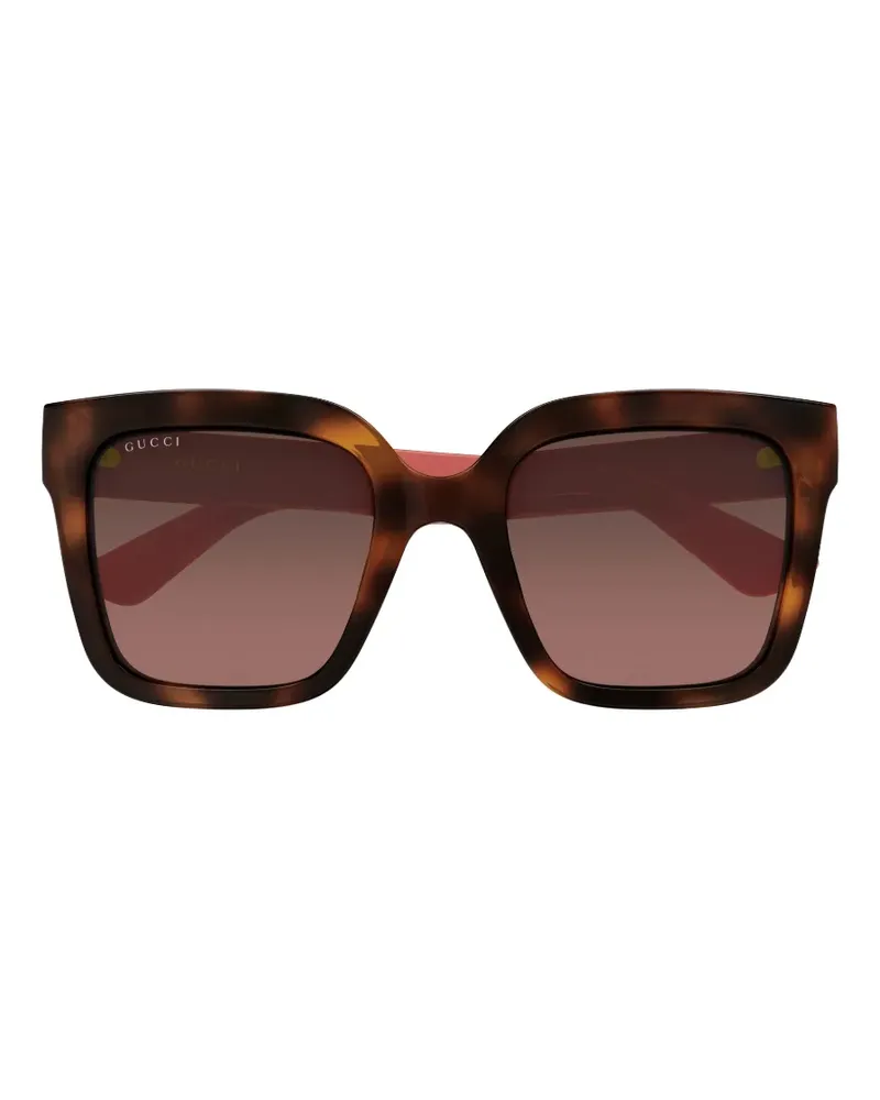 Gucci Eckige Sonnenbrille mit GG - Braun Braun