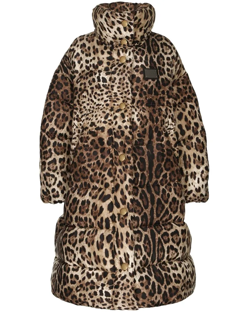 Dolce & Gabbana Oversized-Mantel mit Leoparden-Print - Braun Braun