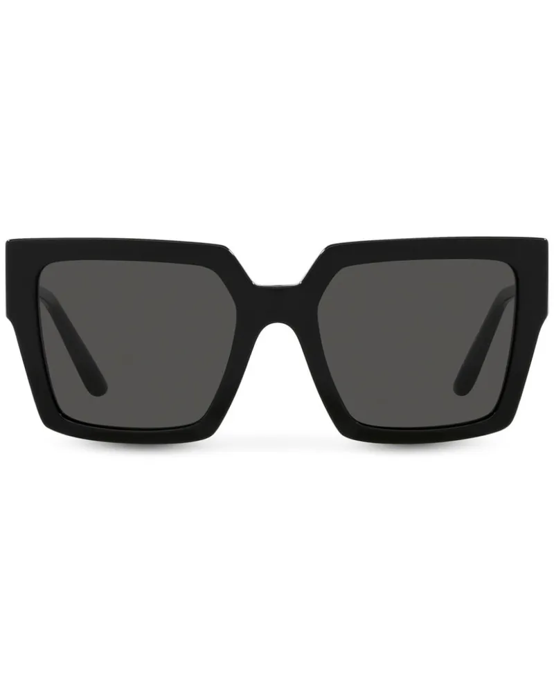 Dolce & Gabbana Eckige Sonnenbrille mit Kristallen - Schwarz Schwarz