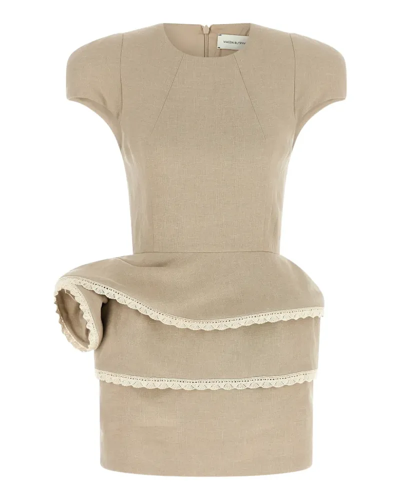 Magda Butrym rosette-detail lace-trimmed mini dress - Nude Nude