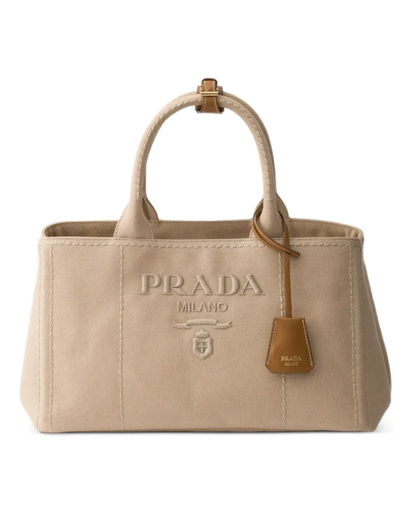 Prada Jardinière large cotton canvas handbag - Nude Nude