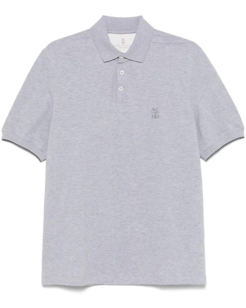 Brunello Cucinelli Poloshirt mit Logo-Print - Grau Grau